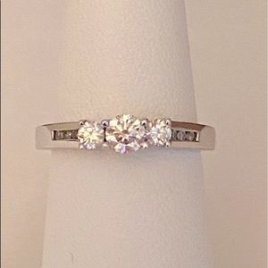 14K GOLD Diamond Three Stone Ring
